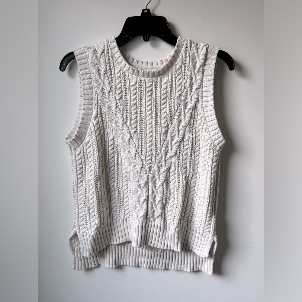 Rachel Zoe Ivory Cable Knit Sweater Vest